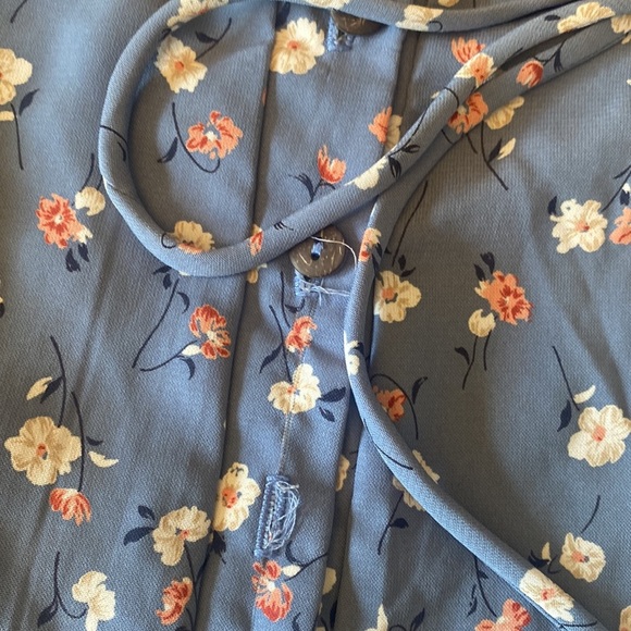 Urban outfitters Juniper Blue floral midi skirt M tie waist button front - Picture 7 of 9